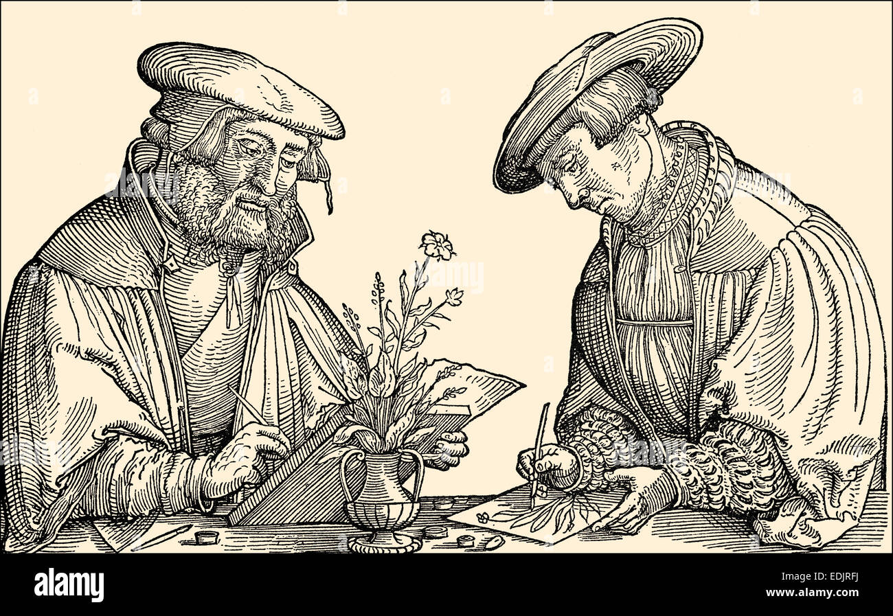 Heinrich Fuellmauer und Albrecht Meyer, German artists and woodcutter in the 16th century, Stock Photo