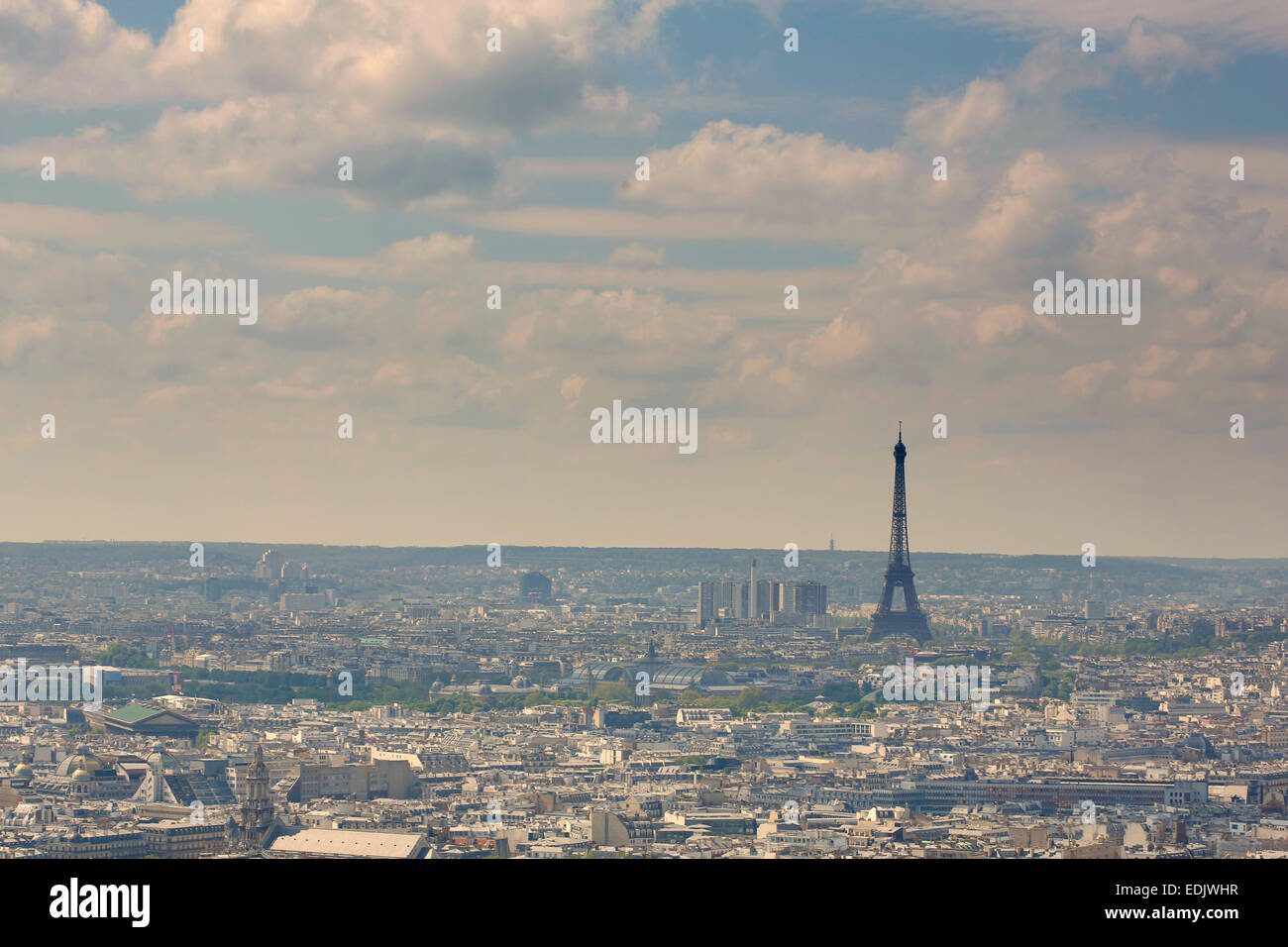 View in Paris with Eiffel tower from the top of Sacre Coeur Stock Photo