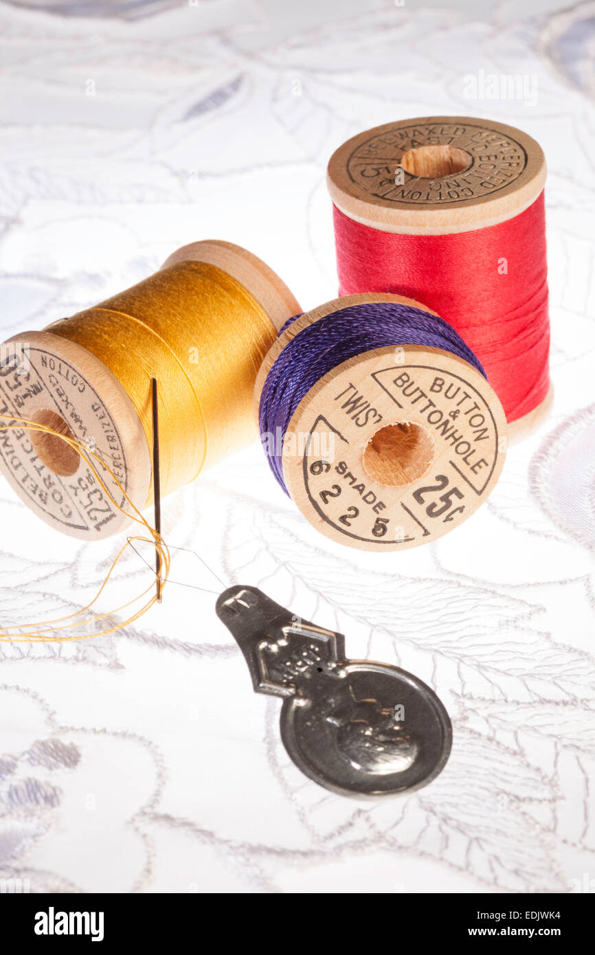 Vintage Spool Thread Photography / Sewing Notion, Wooden Spools