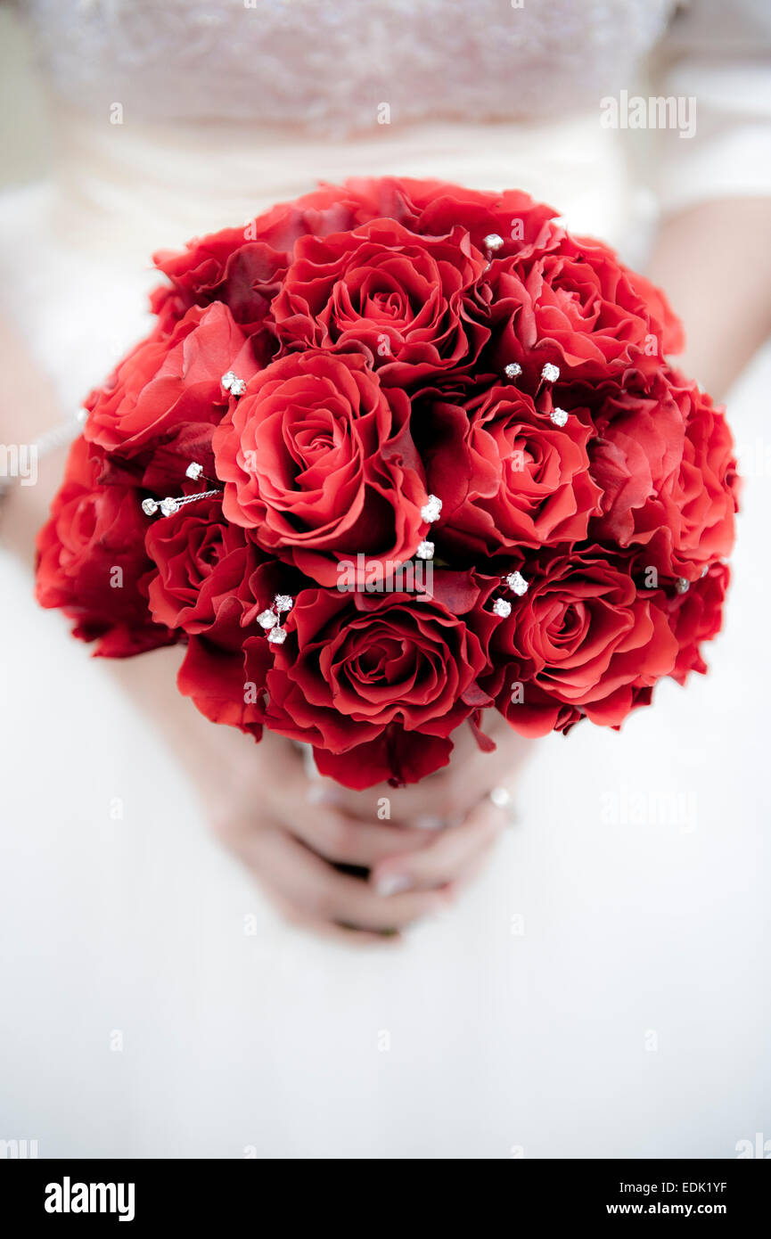 Bridal bouquet red roses Stock Photo