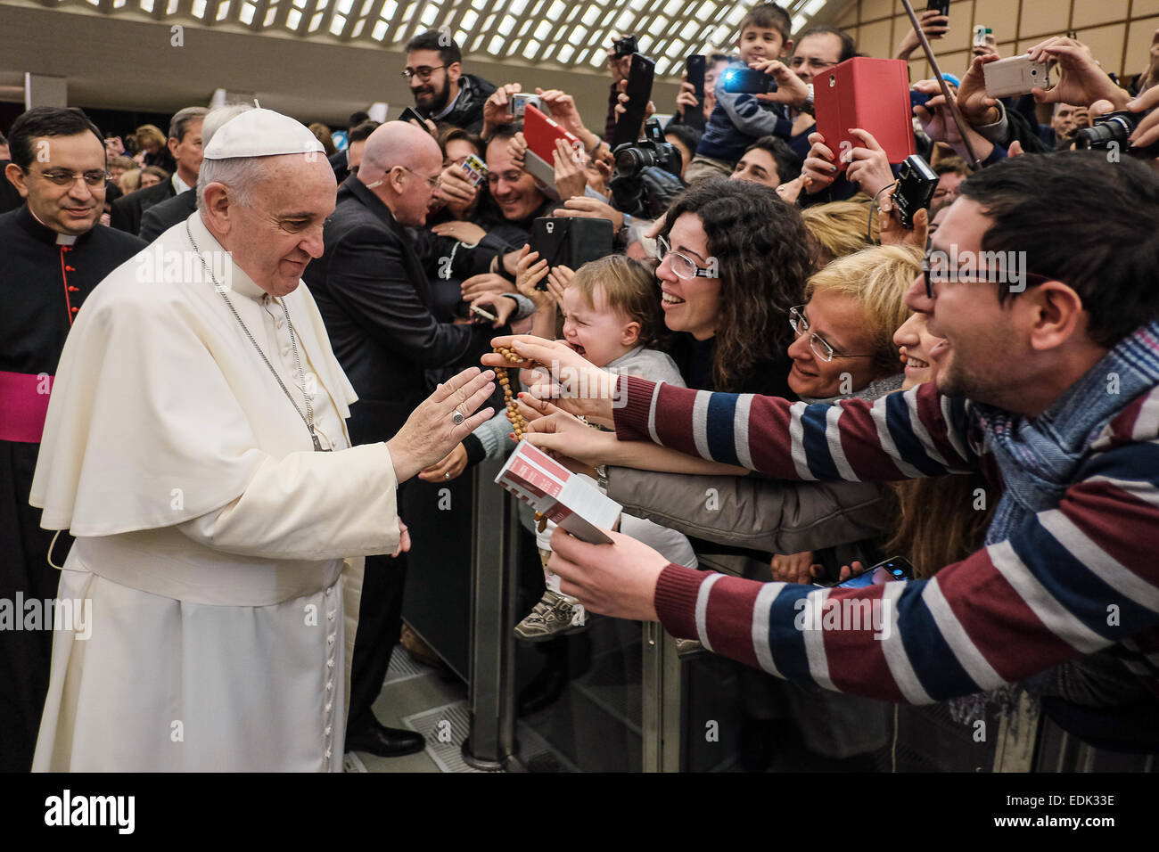 Vatican City. 07th Jan, 2015. First general audience of the year for Pope Francis - Nervi Hall, 07 Jan 2015 Credit:  Realy Easy Star/Alamy Live News Stock Photo