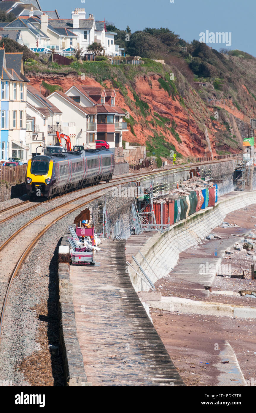 Cross Country Trains passenger train passing over the damaged section