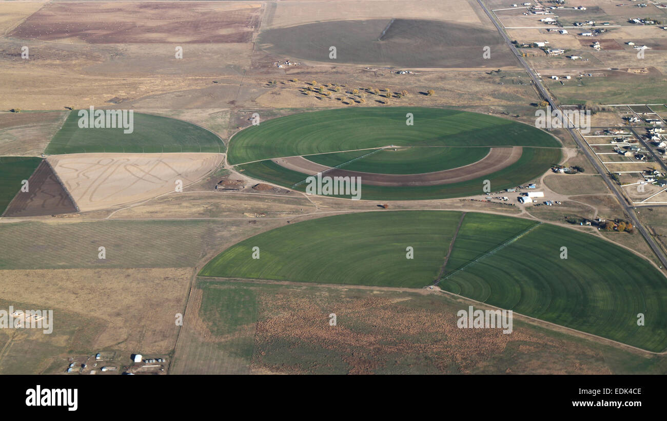 Irrigated farm fields aerial Oklahoma Stock Photo Alamy