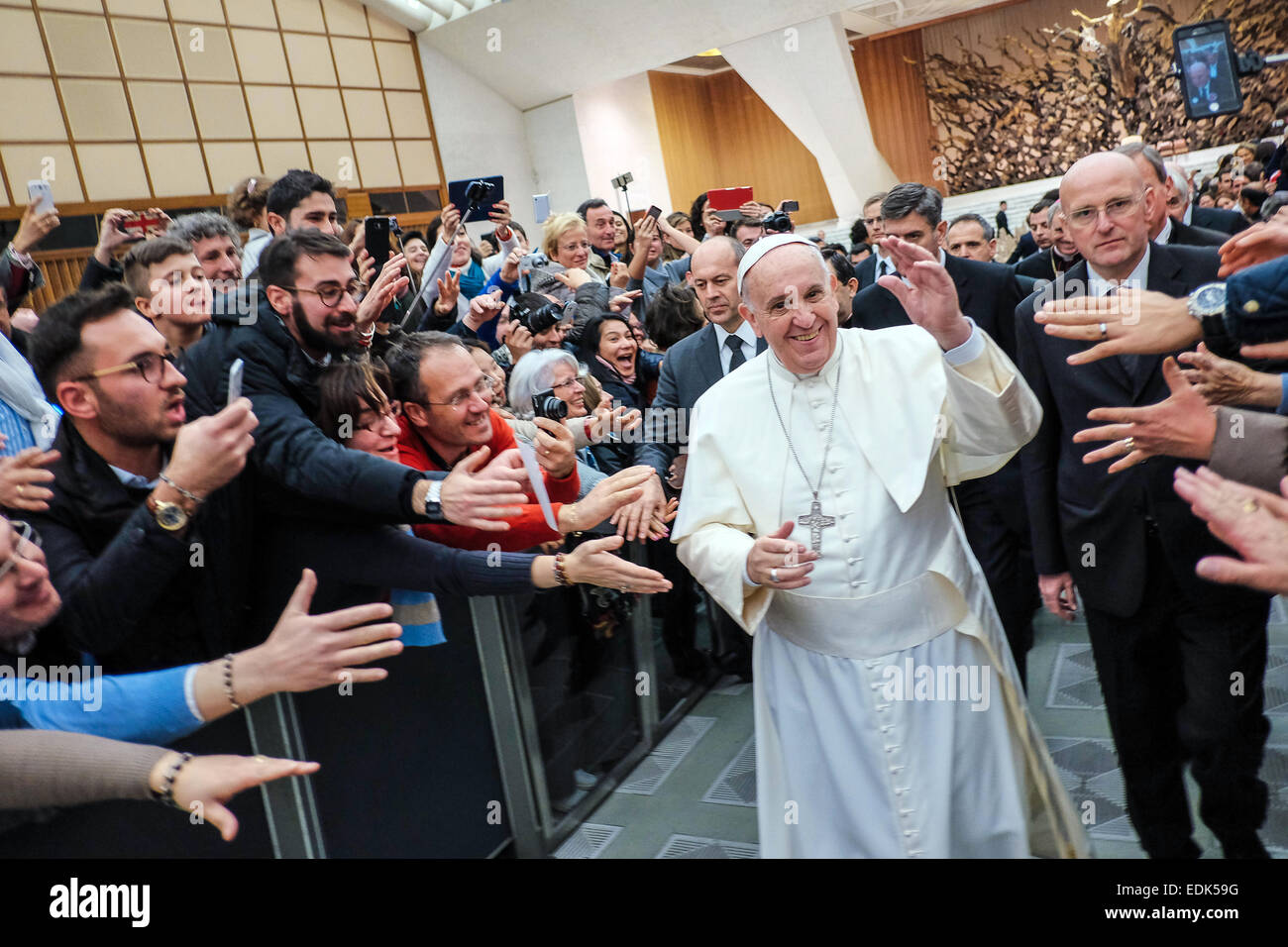 Vatican City. 07th Jan, 2015. First general audience of the year for Pope Francis - Nervi Hall, 07 Jan 2015 Credit:  Realy Easy Star/Alamy Live News Stock Photo