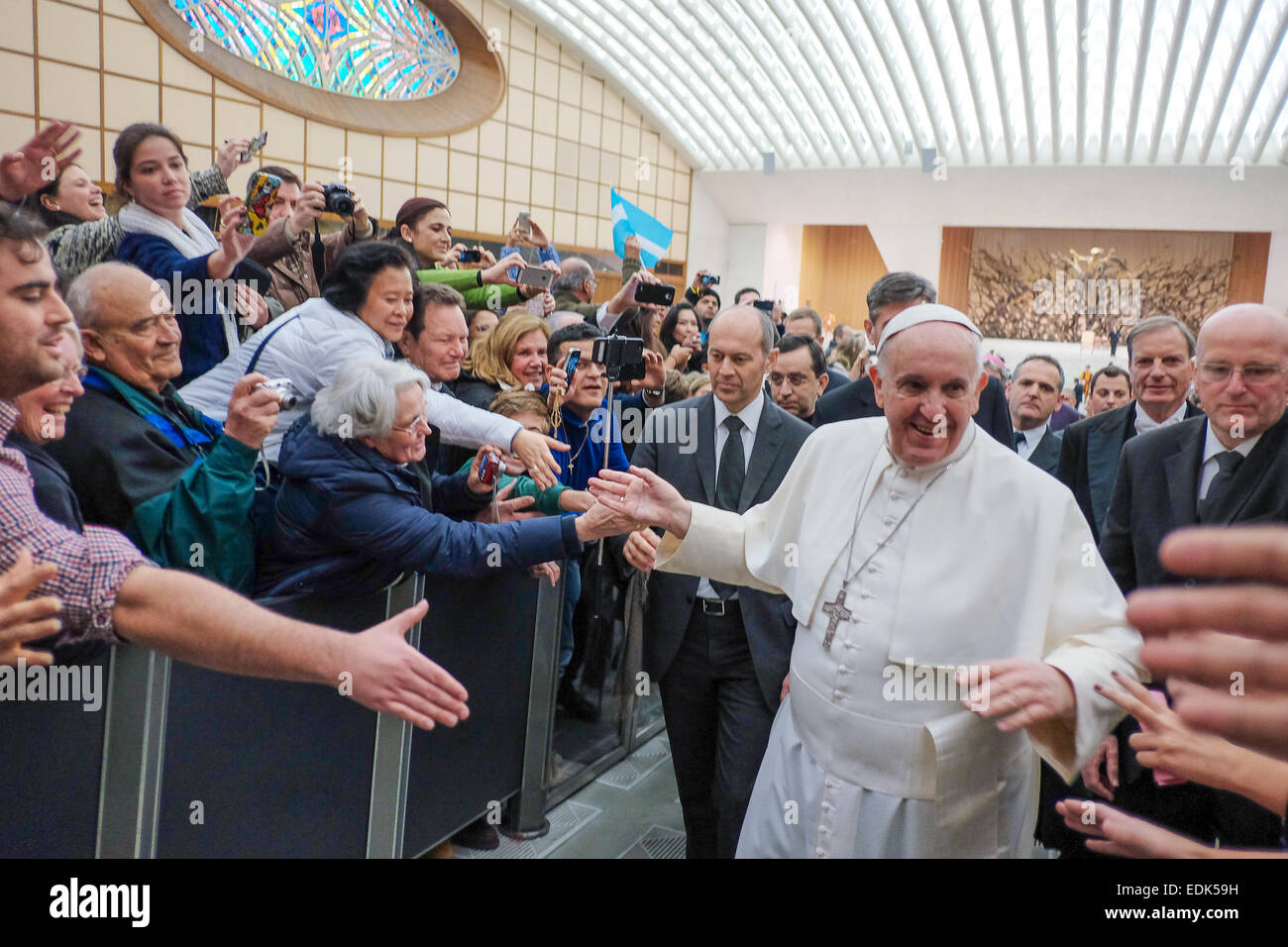 Vatican City. 07th Jan, 2015. First general audience of the year for Pope Francis - Nervi Hall, 07 Jan 2015 Credit:  Realy Easy Star/Alamy Live News Stock Photo