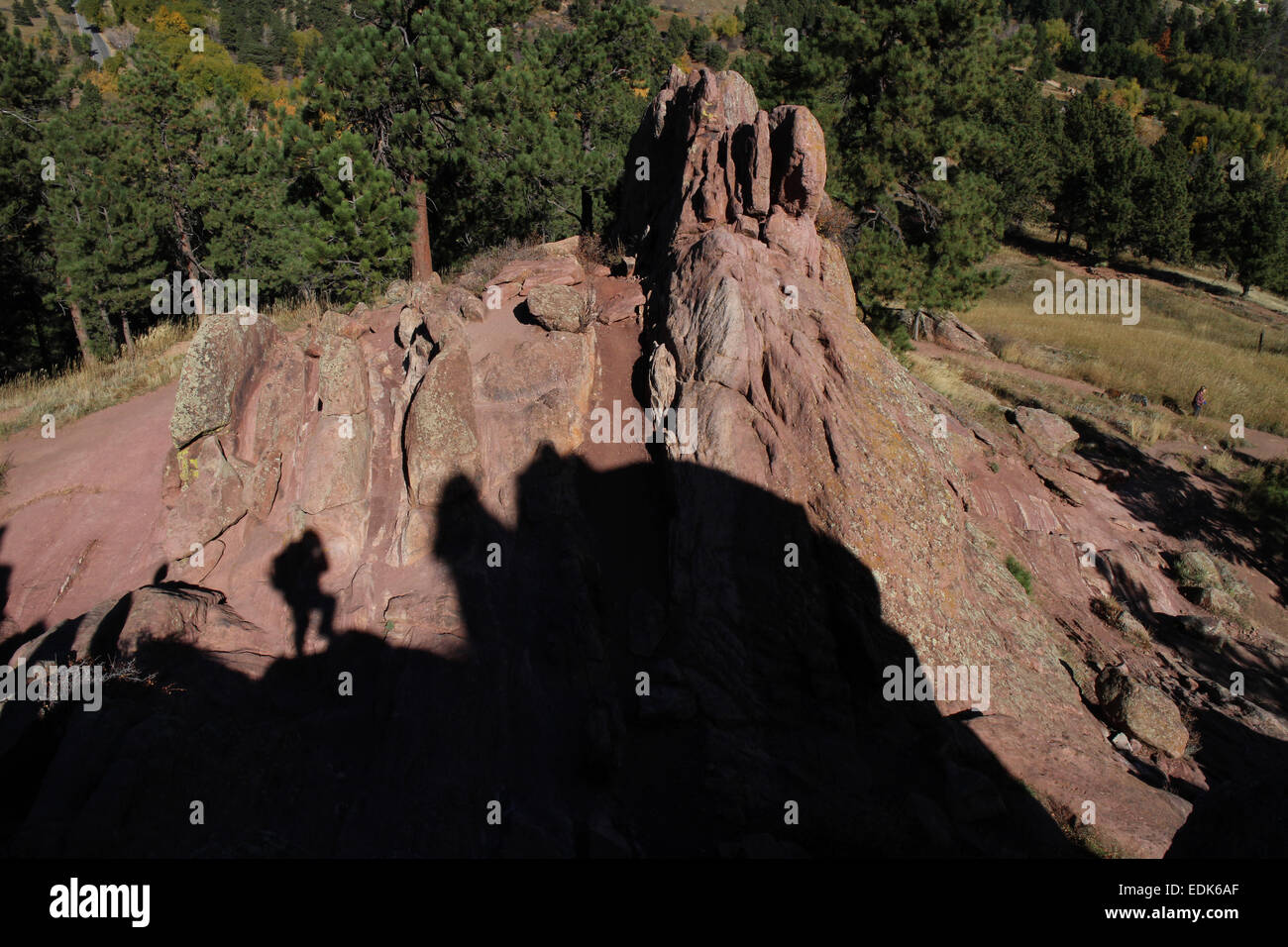 hikers on rock Boulder Colorado Stock Photo - Alamy