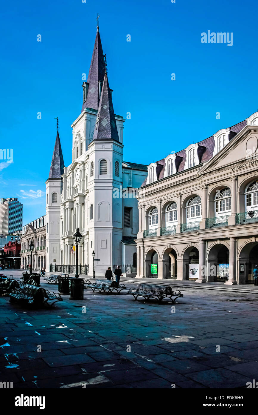 St Louis Cathedral on the north side of Jackson Square in New Orleans LA Stock Photo