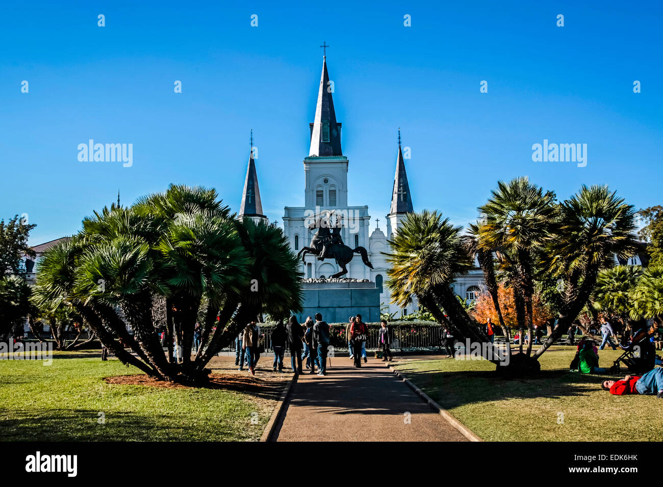 St Louis Cathedral on the north side of Jackson Square in New Orleans LA Stock Photo