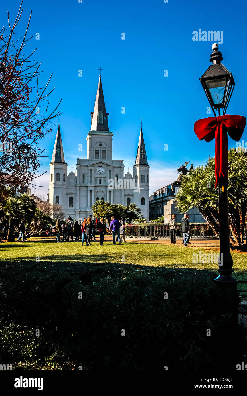 St Louis Cathedral on the north side of Jackson Square in New Orleans LA Stock Photo