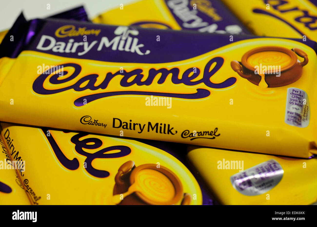Close up of Cadbury Dairy milk caramel chocolate bar Stock Photo Alamy