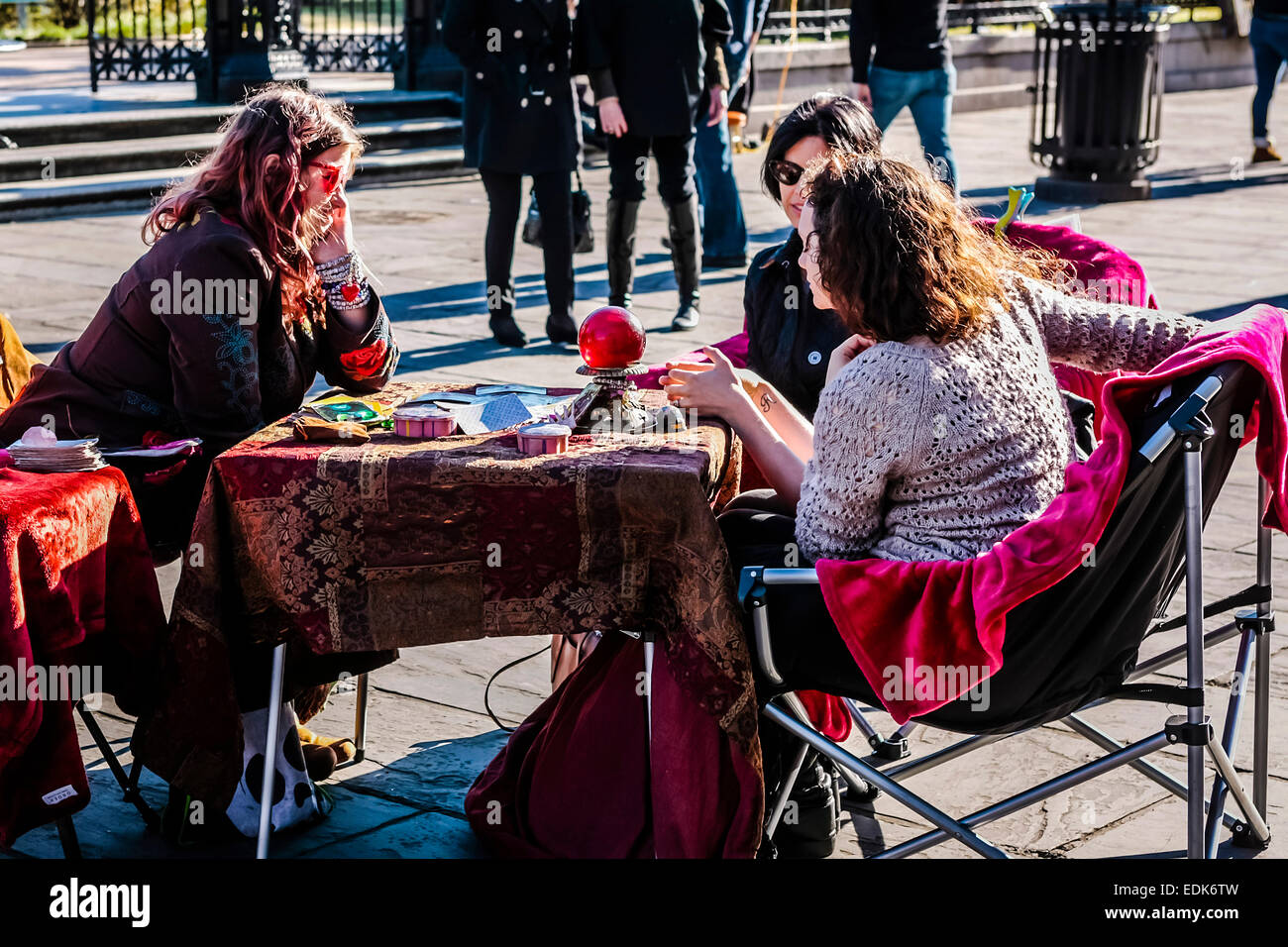Fortune tellers offer in insight into the futre to passersby in Chartres St nearJackson Square in New Orleans LA Stock Photo