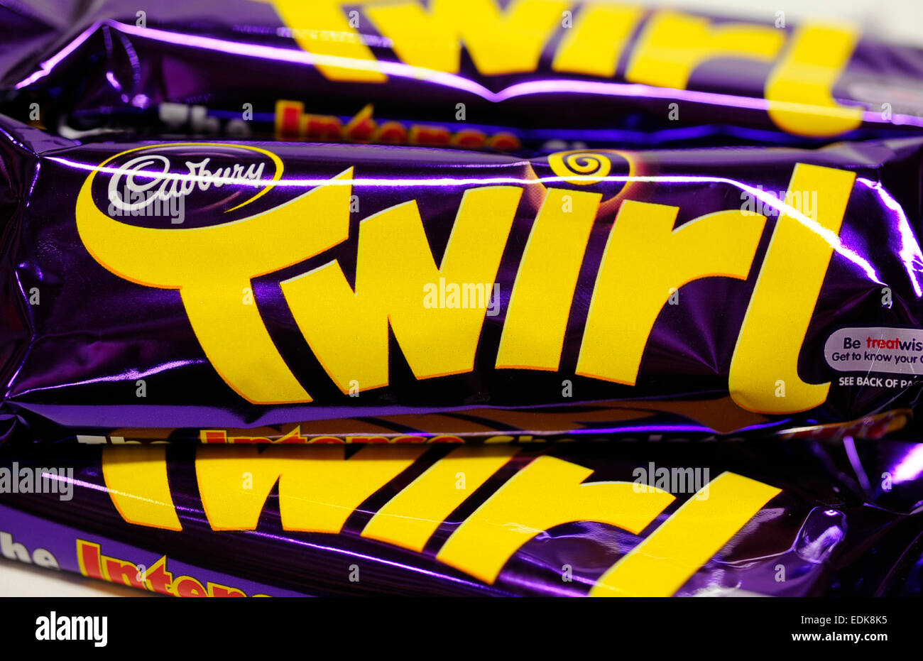 close up of cadburys twirl chocolate bar Stock Photo
