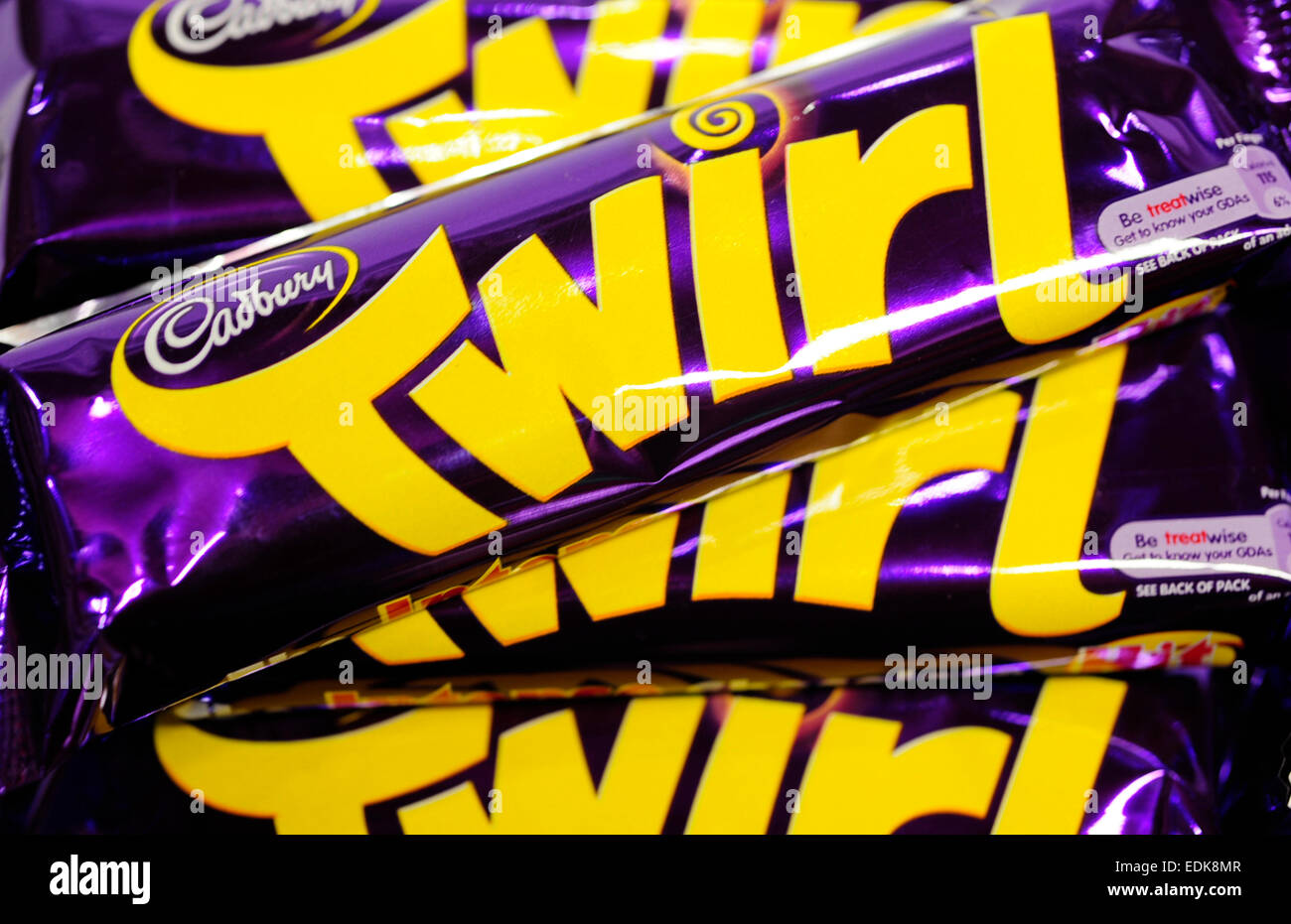 close up of cadburys twirl chocolate bar Stock Photo