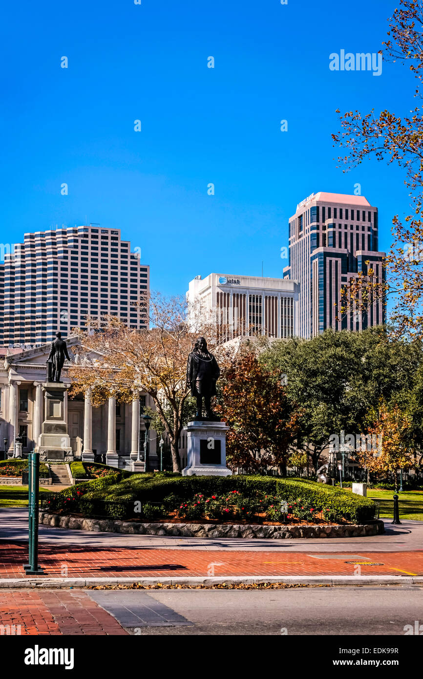 Statue of Benjamin Franklin in Lafayette Square, New Orleans LA Stock
