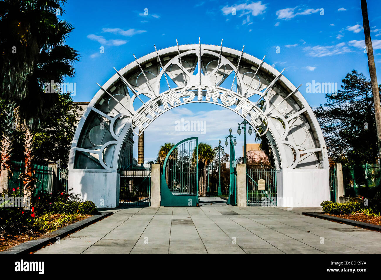Main entrance to Louis Armstrong Park in New Orleans LA Stock Photo