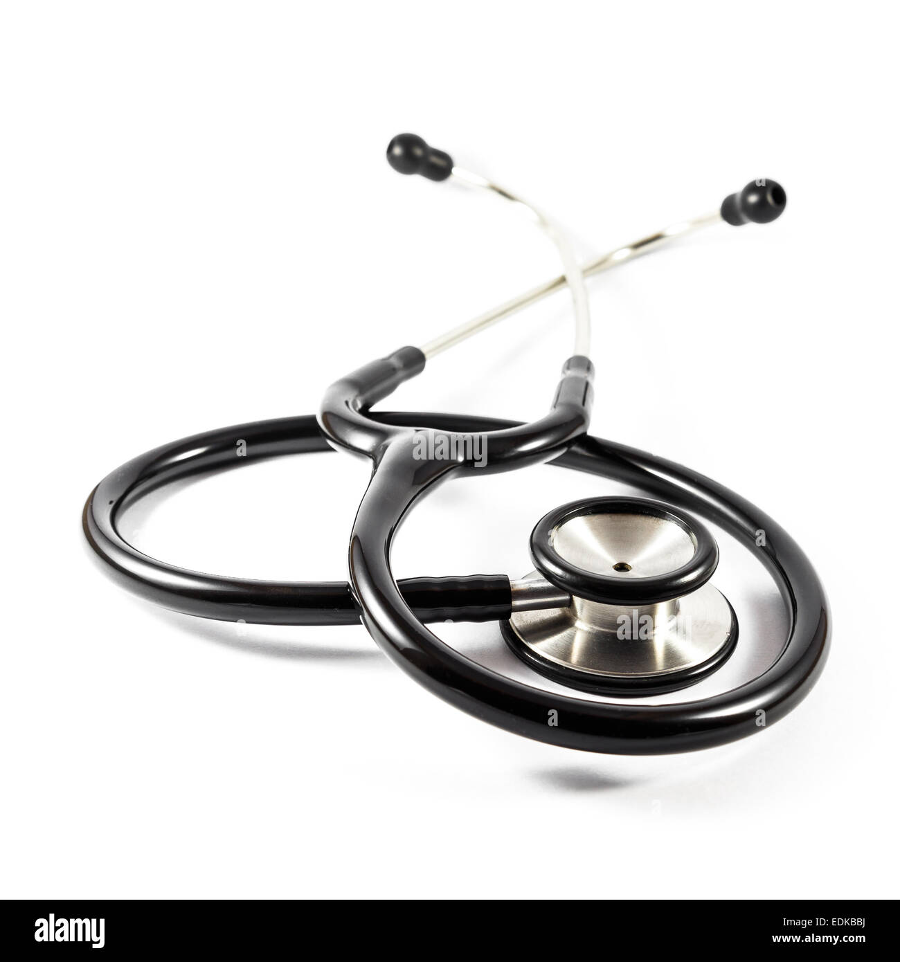 The black stethoscope on white background (isolated) Stock Photo