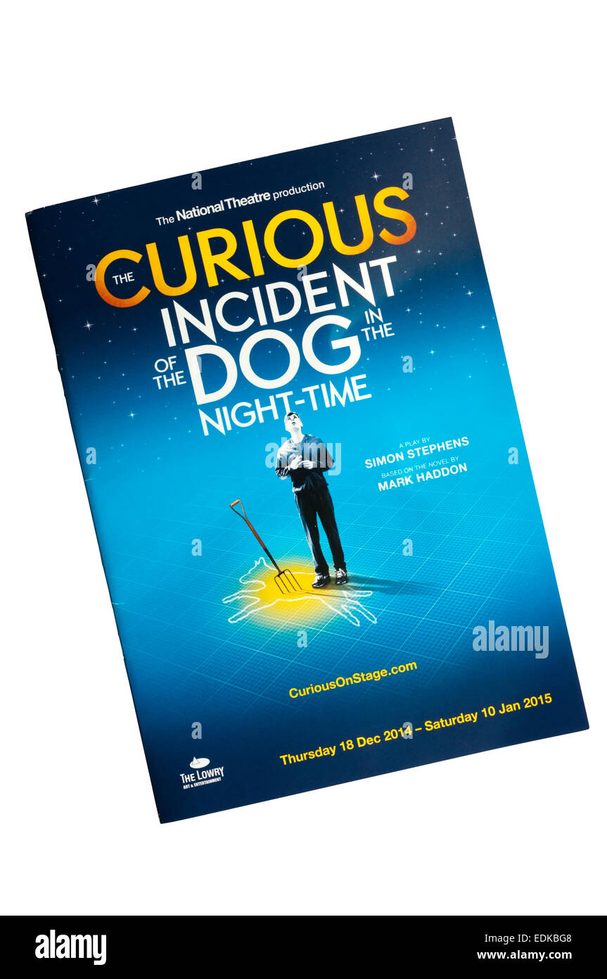 Theatre programme for 2014 National Theatre touring production of The Curious Incident of the Dog in the Night-Time at The Lowry Stock Photo