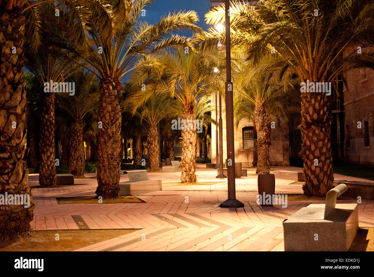 Cartagena park on a nighttime  in Region Murcia, Spain Stock Photo