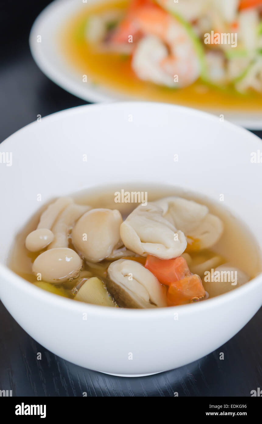 Vegetarian spicy mushroom soup Stock Photo