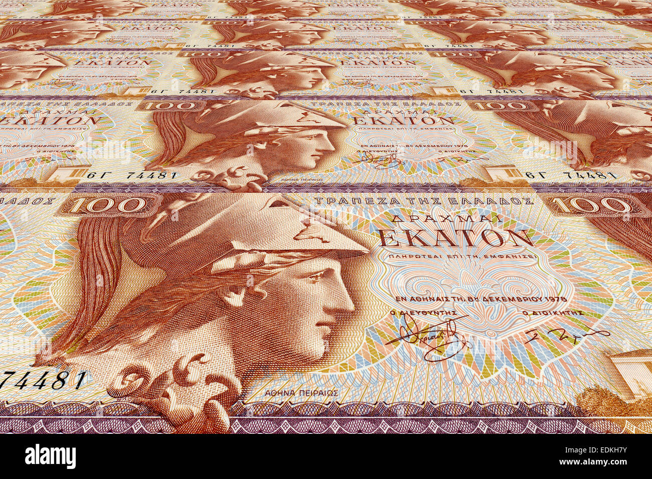 Banknote from Greece, 100 drachmas from 1978 with EU sign, symbolic image Stock Photo