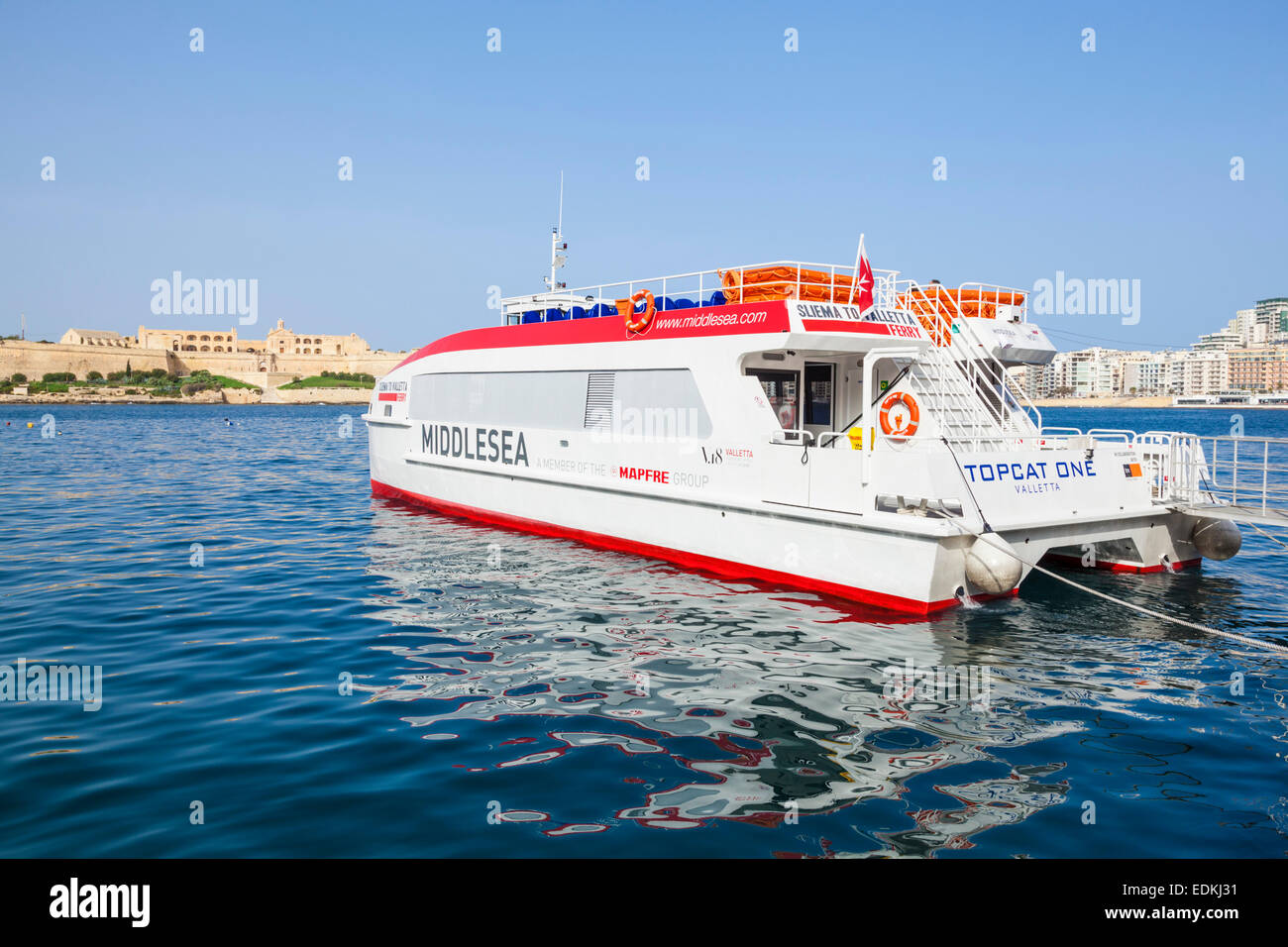 Sliema Valletta Ferry Marsamxett Harbour Valletta Malta EU Europe Stock Photo