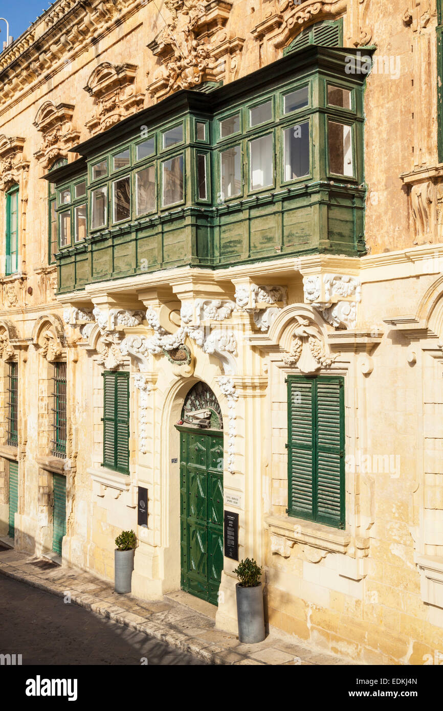 Traditional Maltese Valletta Balconies Valletta Malta EU Europe Stock Photo