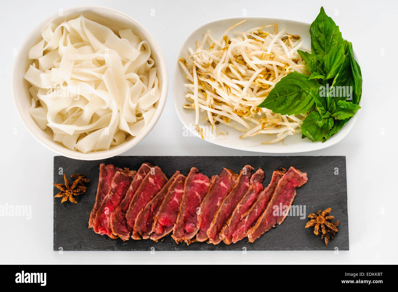 Ingredients for cooking Vietnamese Beef noodle soup Pho Stock Photo