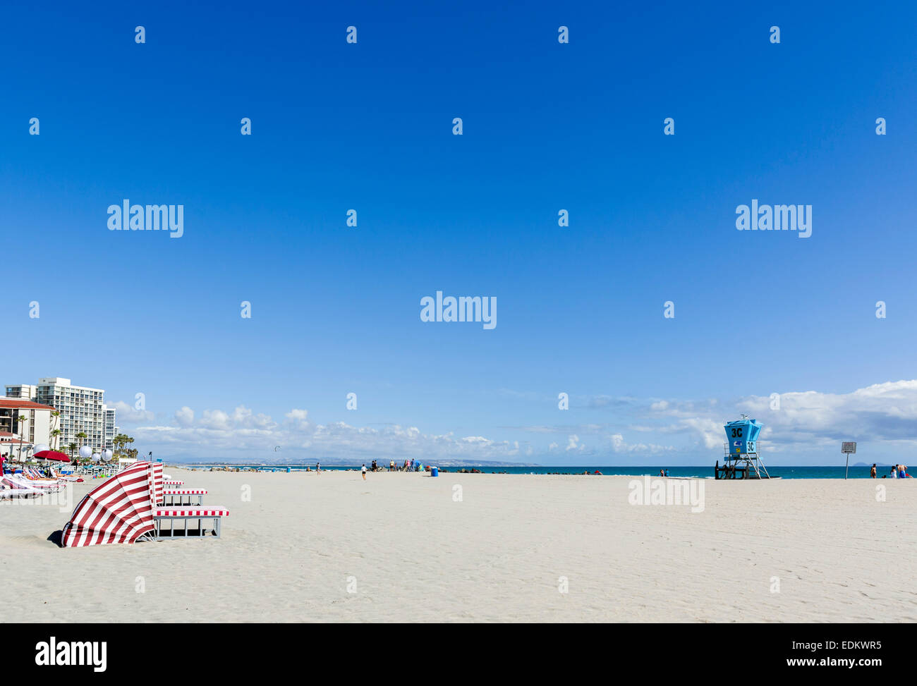 The beach in front of the Hotel del Coronado, Coronado Beach, San Diego, California, USA Stock Photo