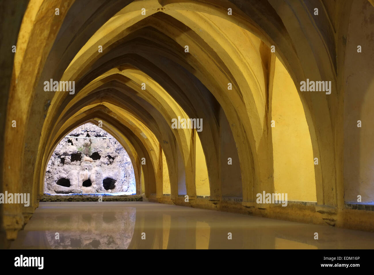 Seville Spain Ancient water tunnels at the Alcazar in Sevilla Stock
