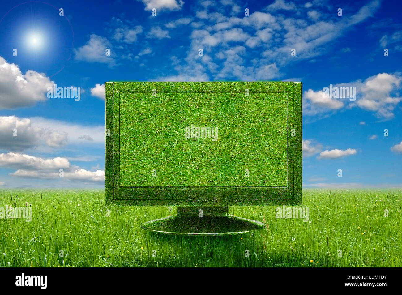 green monitor, ecology and sustainability concept Stock Photo