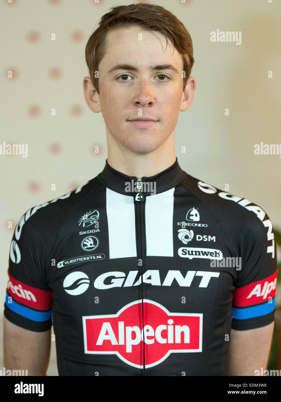 Berlin, Germany. 7th Jan, 2015. Chad Haga poses during the official team  presentation of the bike team 'Giant-Alpecin' in Berlin, Germany, 7 January  2015. PHOTO: LUKAS SCHULZE/dpa/Alamy Live News Stock Photo -