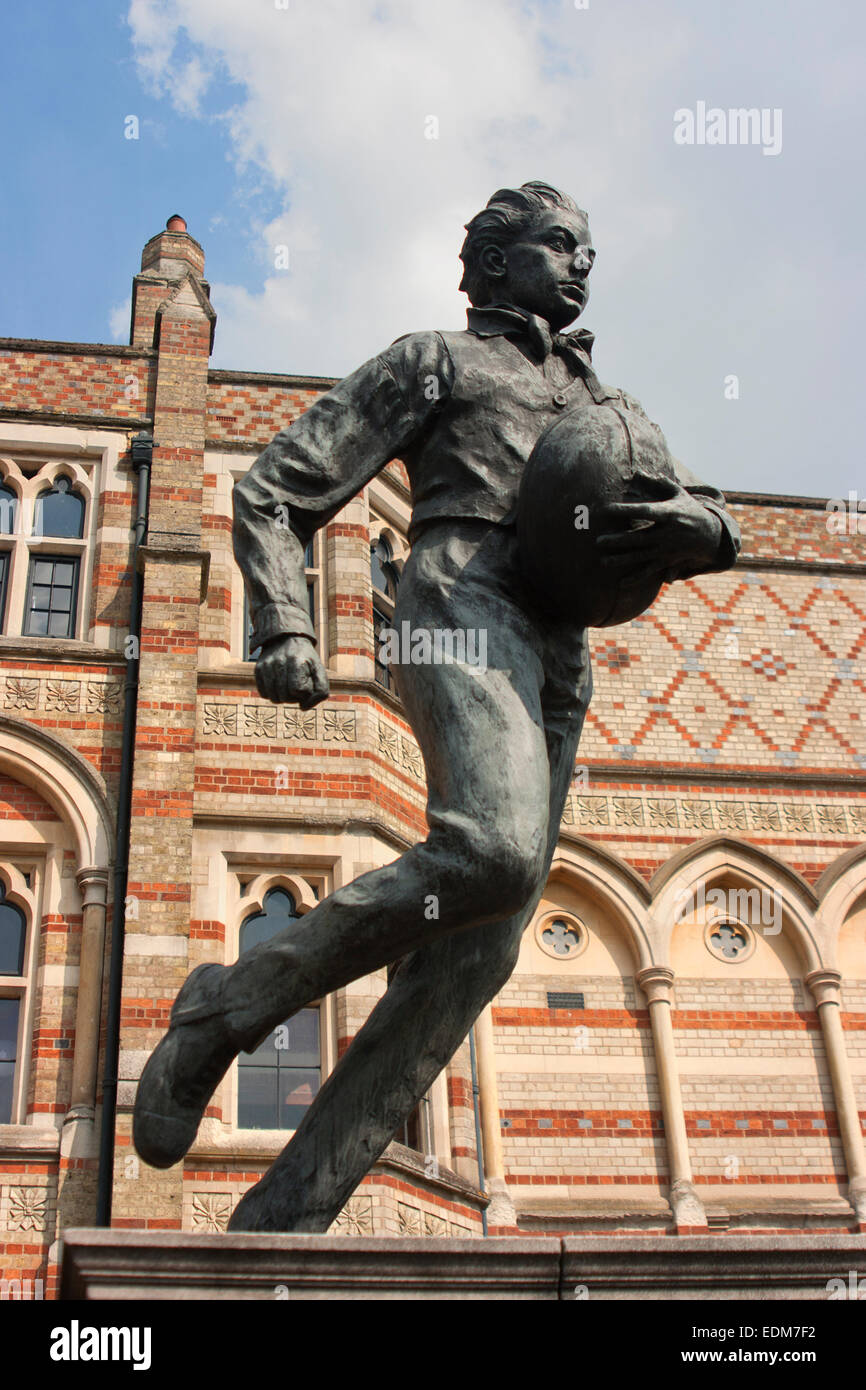 Statue of William Webb Ellis outside Rugby School, Rugby, Warwickshire Stock Photo