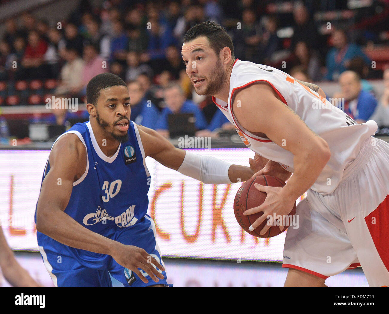 Dalenta J Stephens Of Petrohrad Left And Christian Burns Of Nymburk In Action During 1st Round G Group Men Basketball European Cup Match Cez Basketball Nymburk Vs Zenit Petrohrad Played In Prague Dalenta J Stephens Of Petrohrad Left And Christian Burns Of Nymburk In Action During 1st Round G Group Men Basketball European Cup Match Cez Basketball Nymburk Vs Zenit Petrohrad Played In Prague