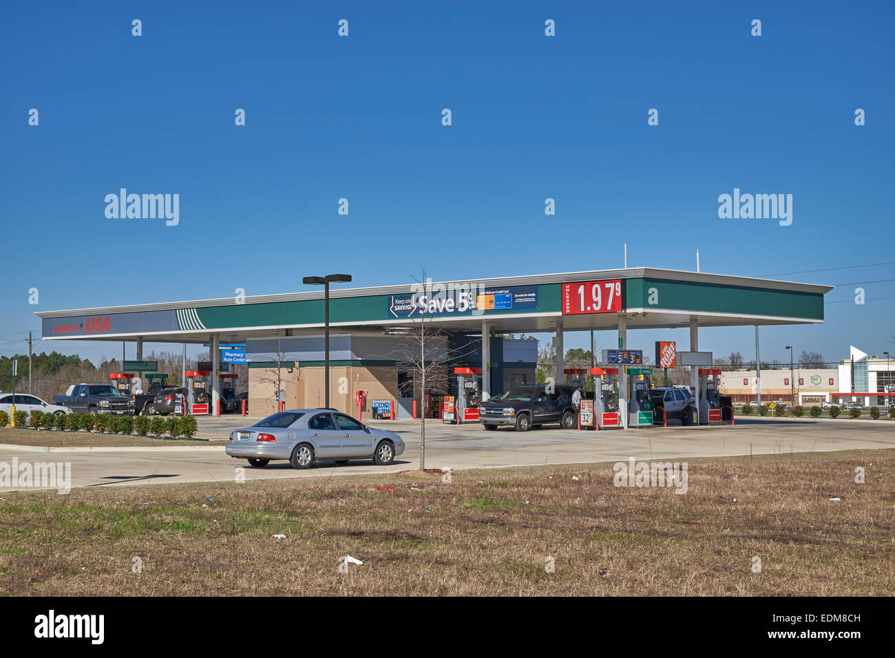 Murphy gas station at a local Walmart on the east side of Montgomery, Alabama, USA, showing a gas price below $2.00 per gallon. Stock Photo