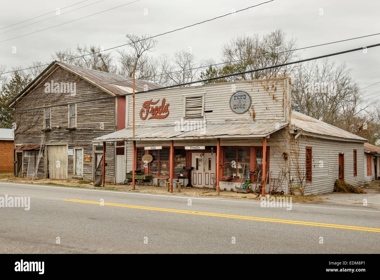 Freds Feed and Seed store in rural Loachapoka, Alabama Stock Photo