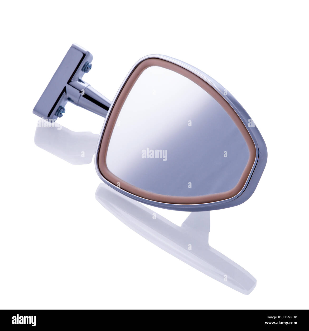 Retro Rallye Mirror mirror retro car shot in studio on white background with reflection ...