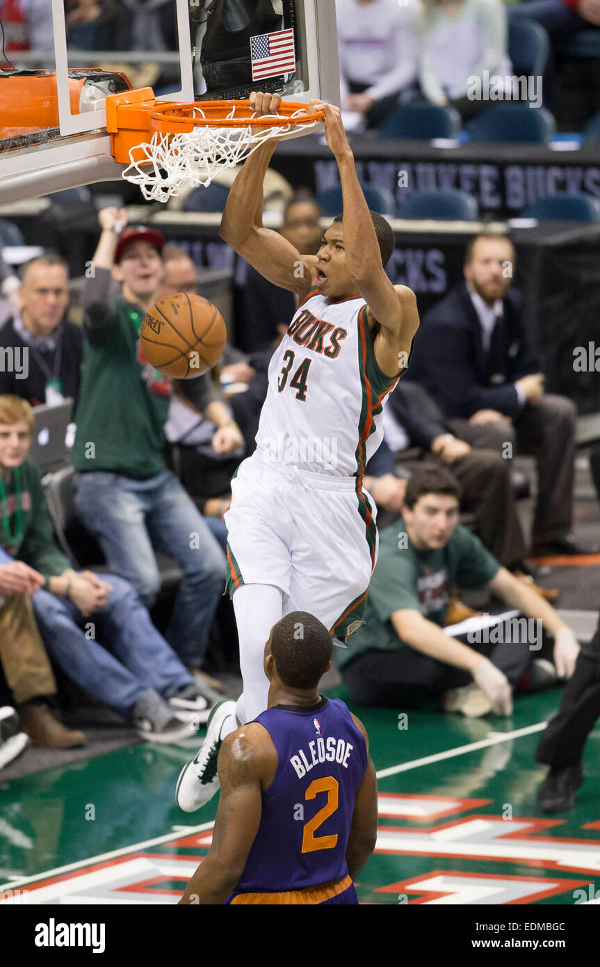 January 6, 2015 Milwaukee Bucks guard Giannis Antetokounmpo (34
