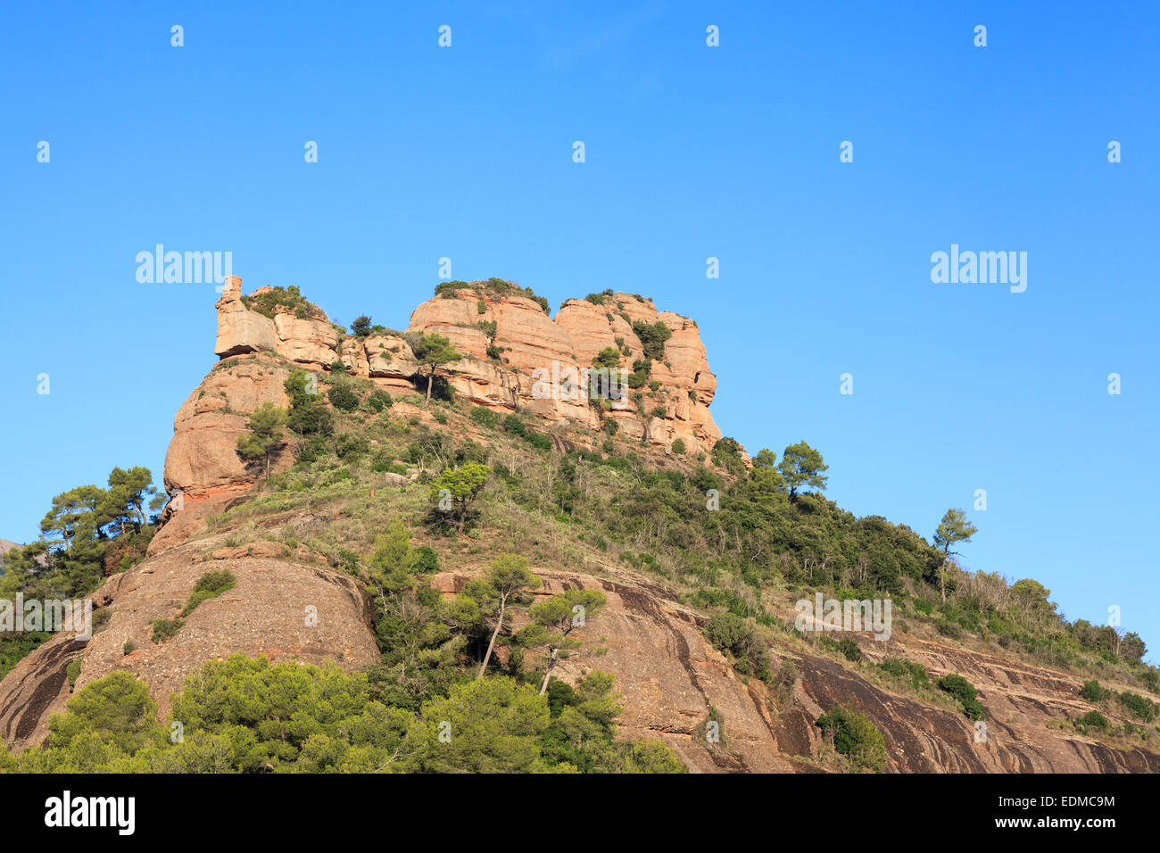 Rock formations. Sant Llorenc del Munt i Serra de l'Obac Natural Park. Barcelona Province. Catalunya. Spain. Stock Photo