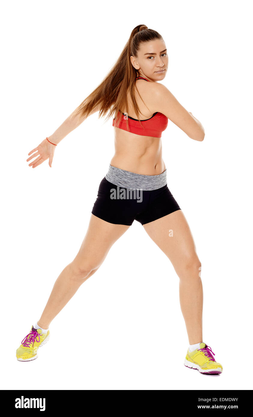 Stretching before workout Cut Out Stock Images & Pictures - Alamy