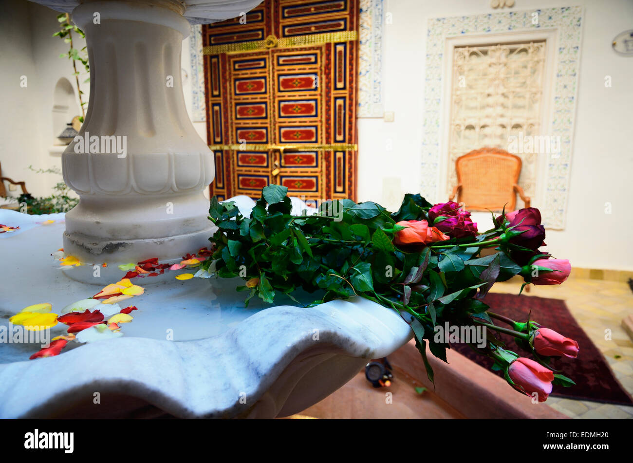 Riad, traditional house. Marrakech Stock Photo