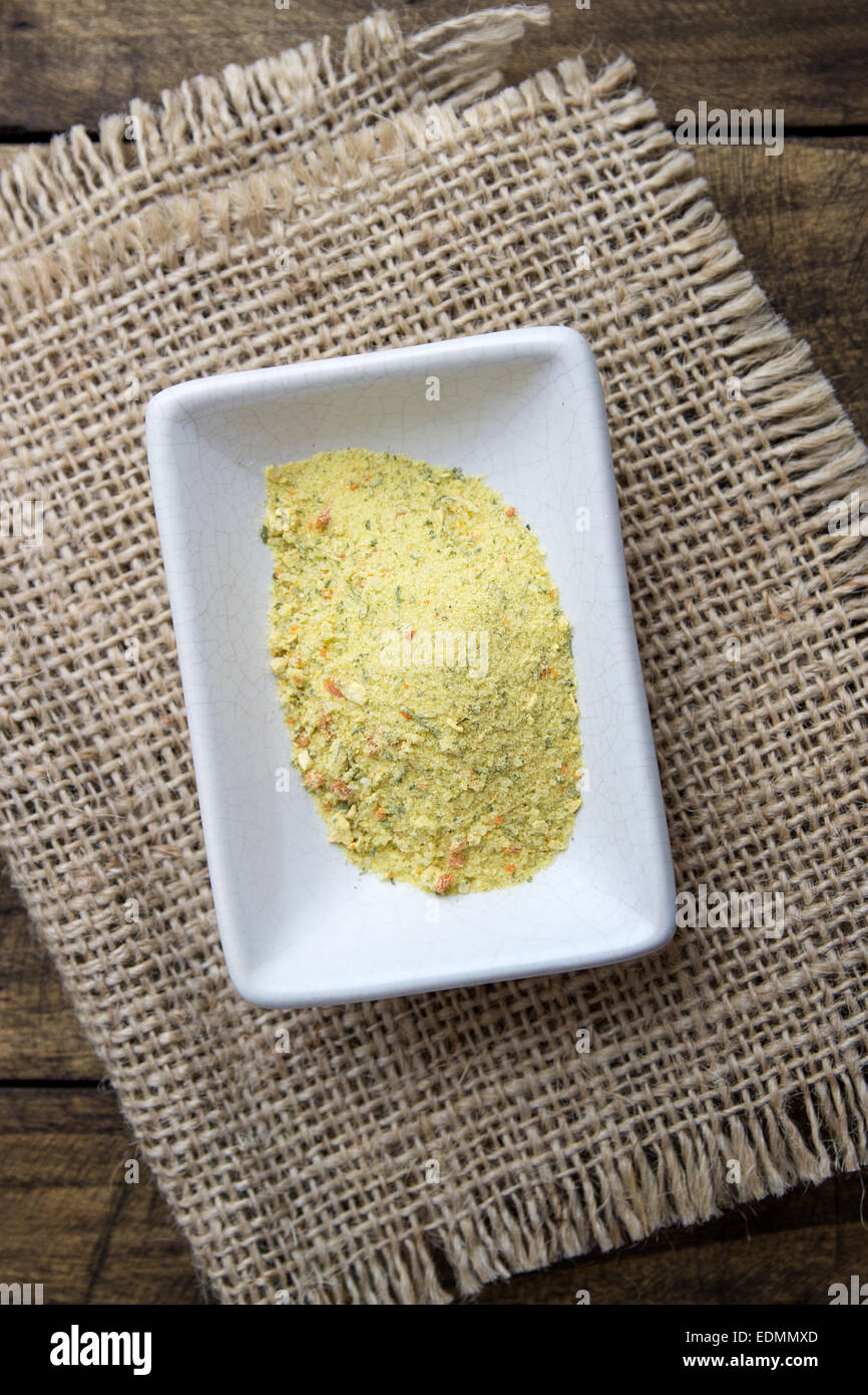 vegetables and spices dried condiment in a white bowl, from above Stock ...