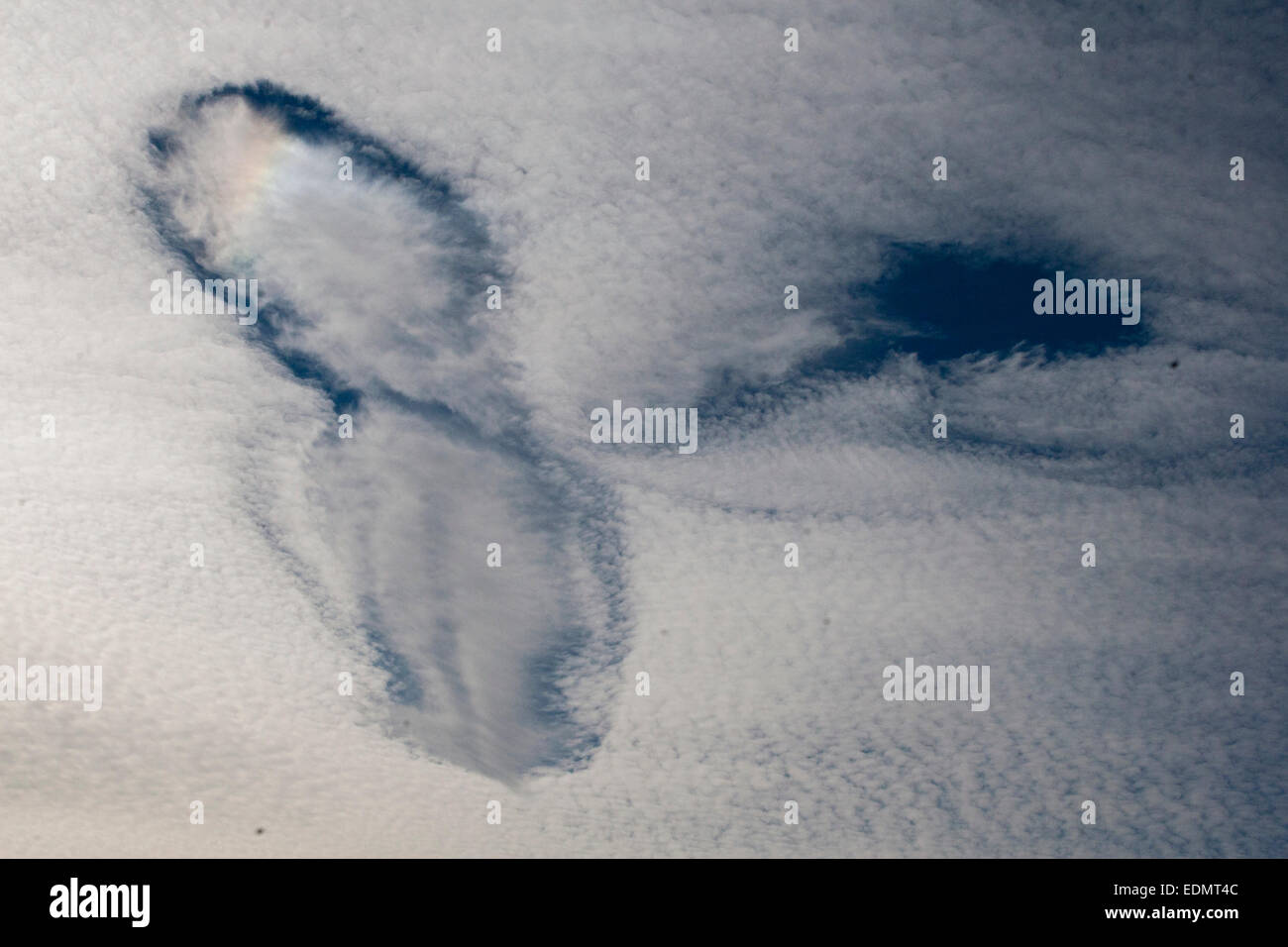 Fallstreak cloud formation over El Cerrito, California, December 2014. Stock Photo