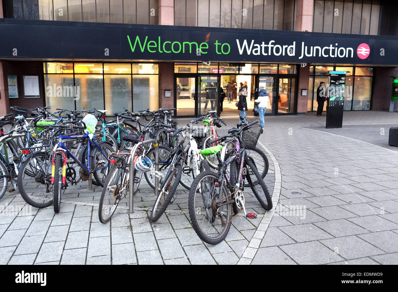 Mass cycle parking outside Watford Junction network rail station in ...