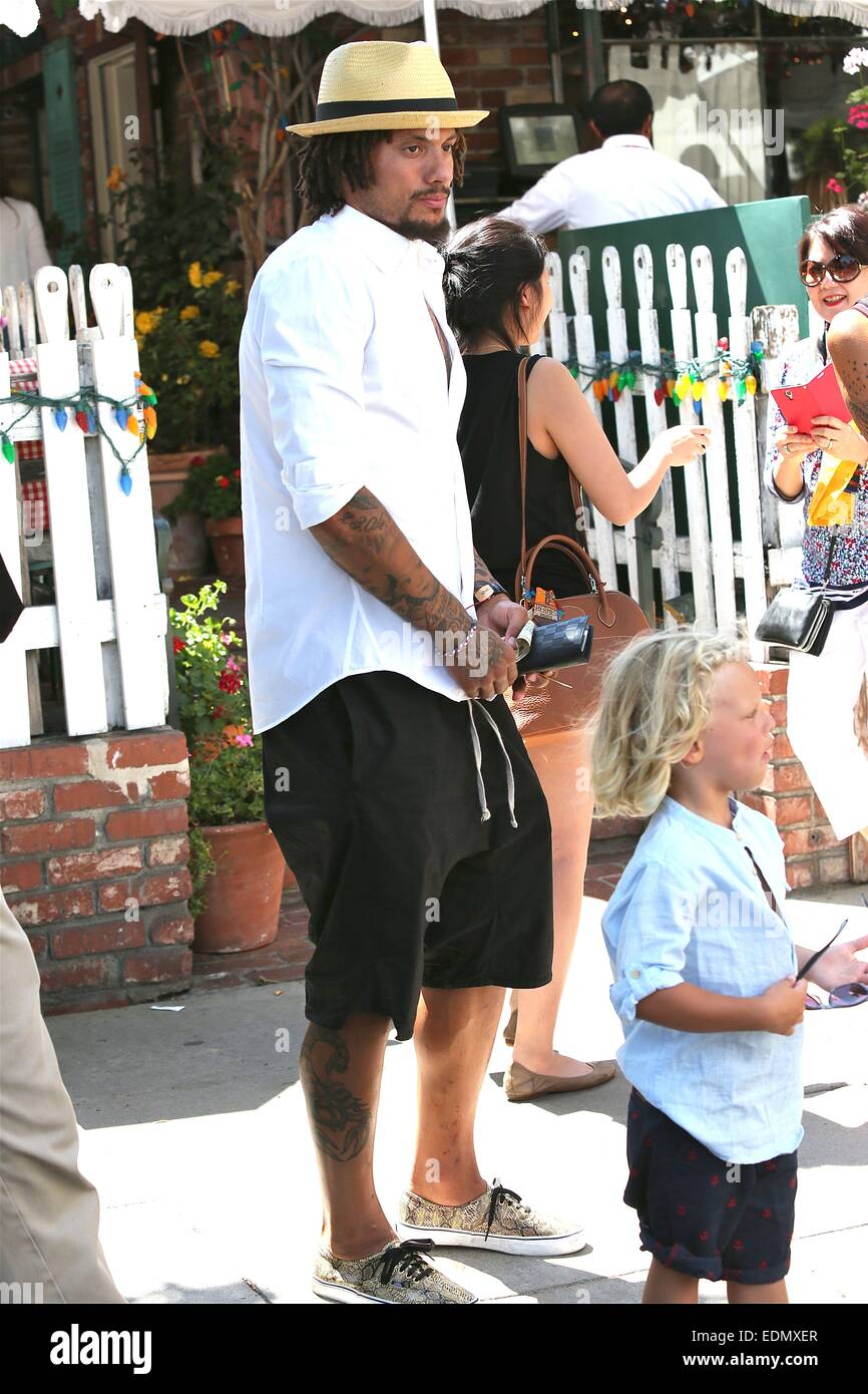 Jermaine Jones and family visit The Ivy  Featuring: Jermaine Jones Where: Los Angeles, California, United States When: 05 Jul 2014 Stock Photo