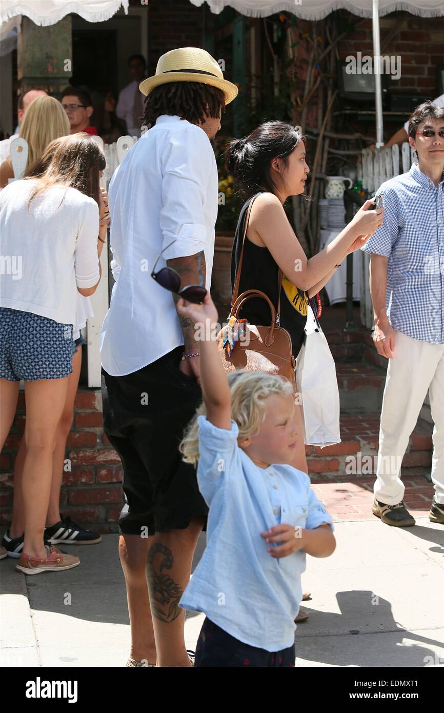 Jermaine Jones and family visit The Ivy  Featuring: Jermaine Jones Where: Los Angeles, California, United States When: 05 Jul 2014 Stock Photo