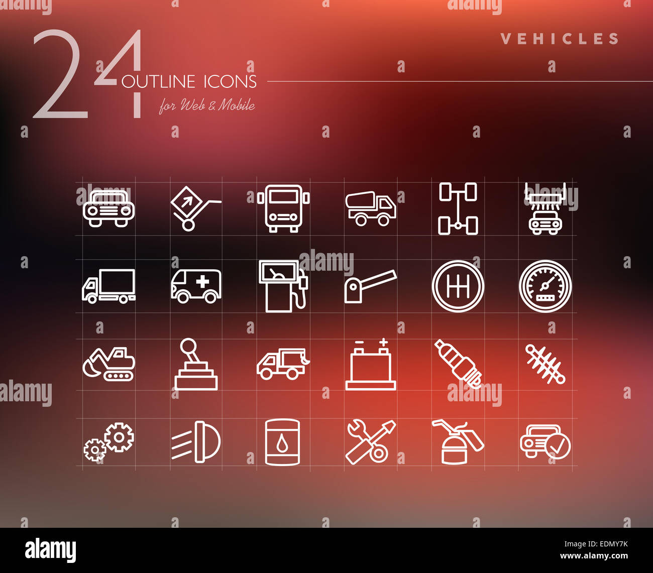 Transport vehicles and mechanic service line icons set for web and ...