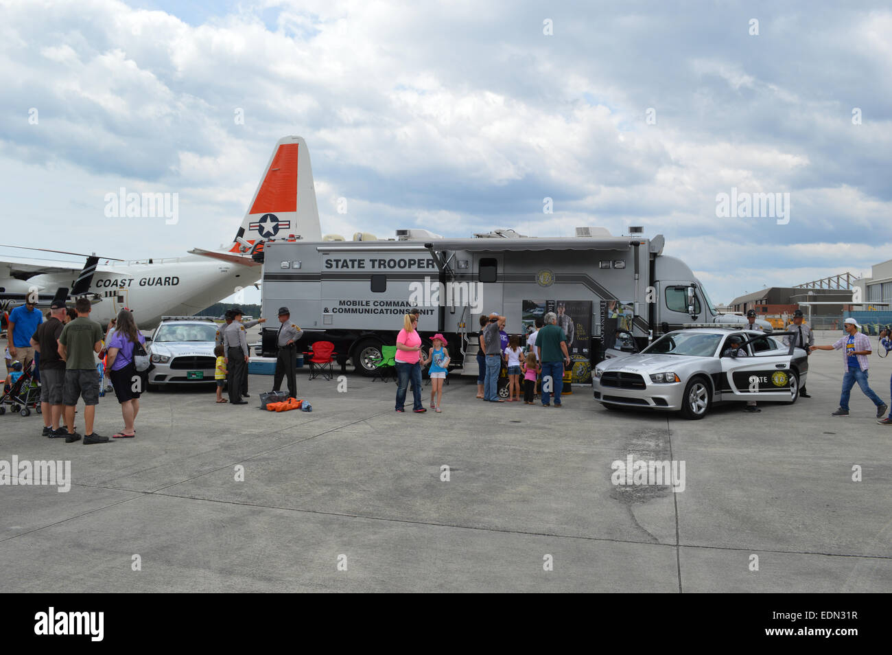 The North Carolina Highway Patrol Mobile Command Unit set up at the MCAS Cherry Point Air Show. Stock Photo