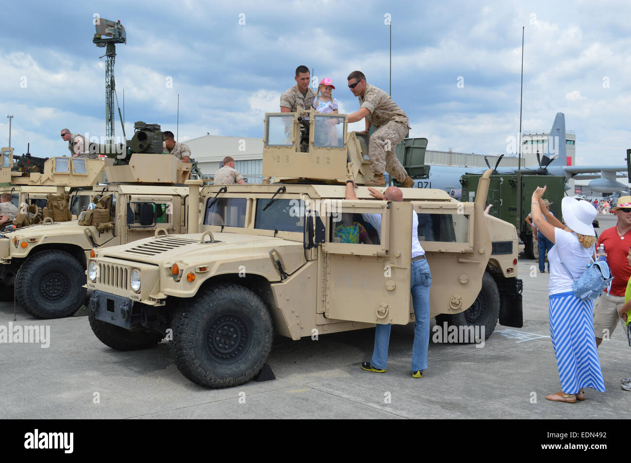 A  armored Humvee on display at the MCAS Air Show. Stock Photo