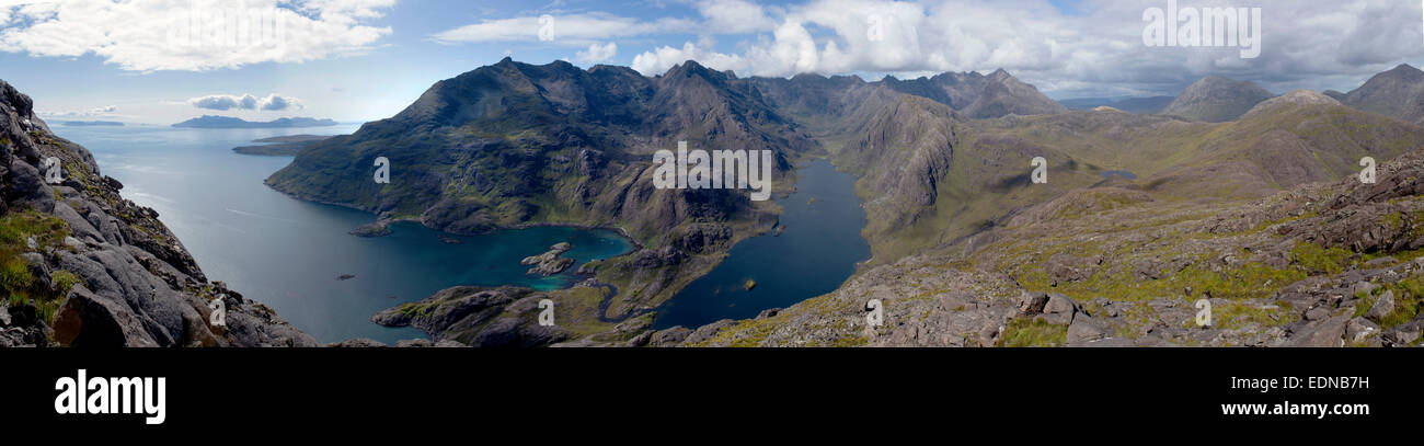 panorama from sgur na stri to loch coruisk and the cuillins Stock Photo