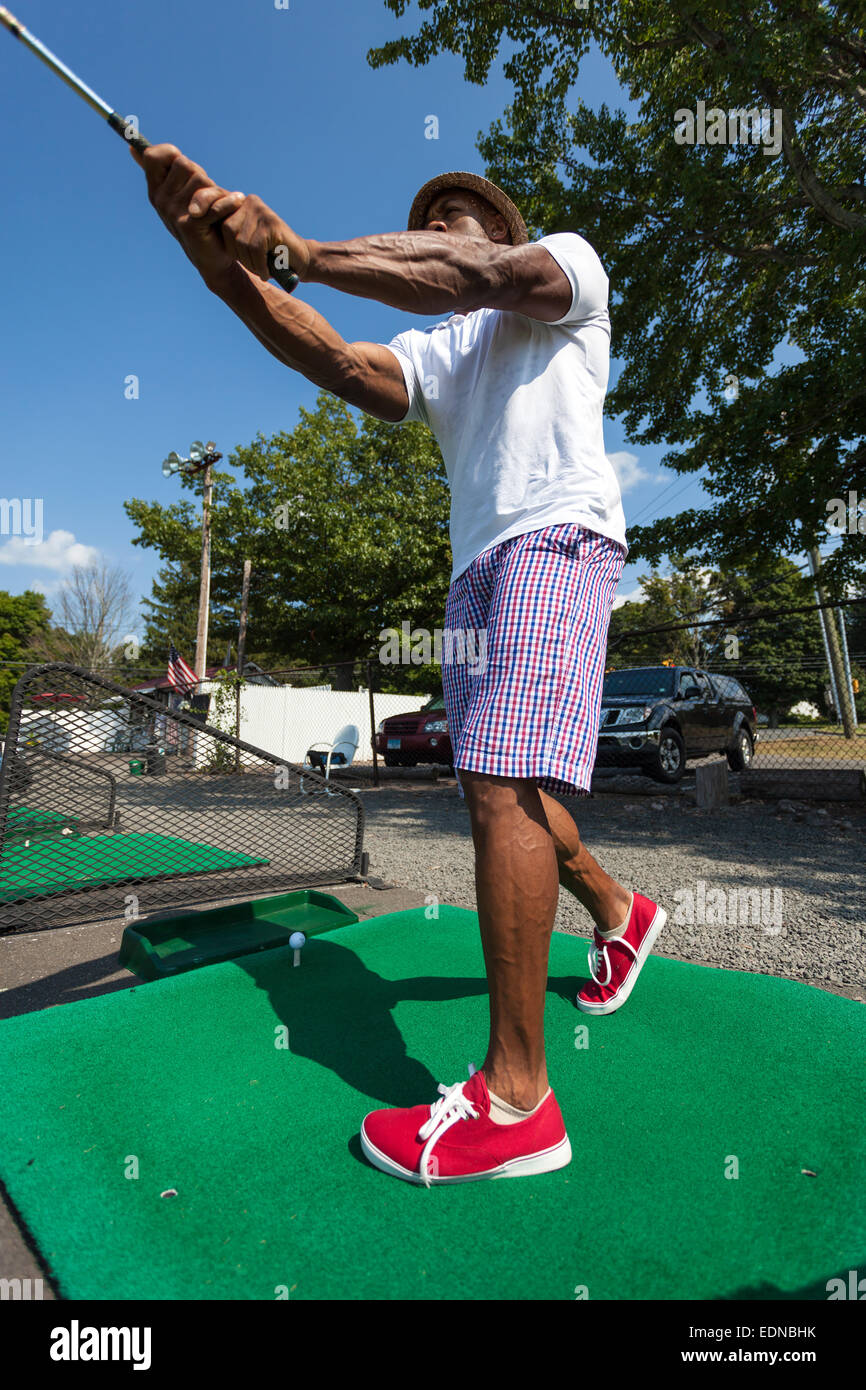 Golf Swing at the Range Stock Photo Alamy
